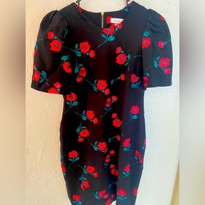 CALVIN KLEIN ROSE EMBROIDERED SHEATH DRESS SIZE 8 BARELY USED!!!